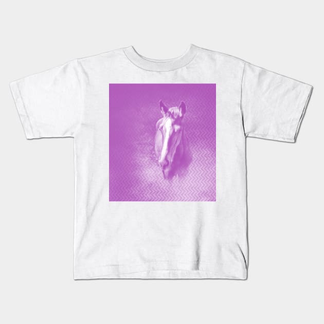 Horse emerging from the purple mist Kids T-Shirt by hereswendy